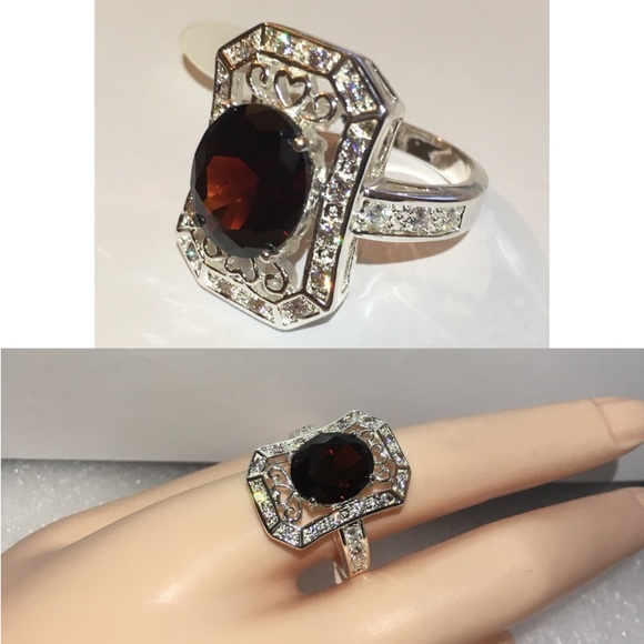 FINE 3.87ct Ruby Zircon Vintage Inspired Halo Ring - Picture 3 of 5